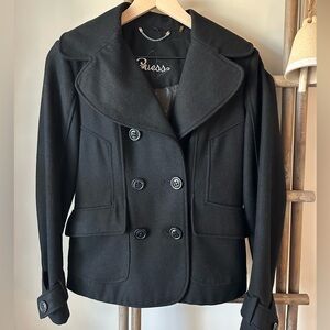 Women’s Guess Pea Coat Black Size Small Very Good Condition